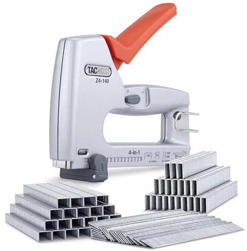 Tacwise 1764 Z4-140 Pistola Grapadora/Clavadora Metálica 4 en 1 Profesional con 4000 Grapas y 2000 Clavos, Utiliza Grapas Tipo 140 y 91, Clavos Tipo 18G y Clavos sin Cabeza 180