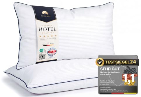 Gentle North Hochwertige Kopfkissen 40x80 cm groß in Hotelqualität - 2er Set Flauschige, gut gefüllte Schlafkissen für Allergiker geeignet (Ökotex 100 Zertifiziert) - 60° Waschbar