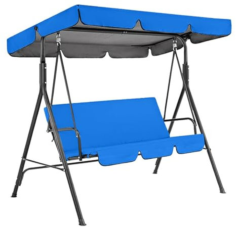 Generic Universal Sonnendach und Sitzbezug für Hollywoodschaukel, Wasserdicht Hollywoodschaukel Dachbezug, Schaukelsitzbezug, Gartenschaukel Ersatzdach UV-Schutz 2 3 Sitzer (Blau, 164x114cm+150x50cm)