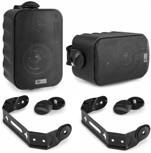 2 BG030 100.040 2-Wege-Lautsprecher in Schwarz und wasserdicht, für Schwimmbad, Boot, Hotel, Restaurant, Kneipe, 25 Watt rms, 60 Watt max, mit Bassreflex, pro Paar