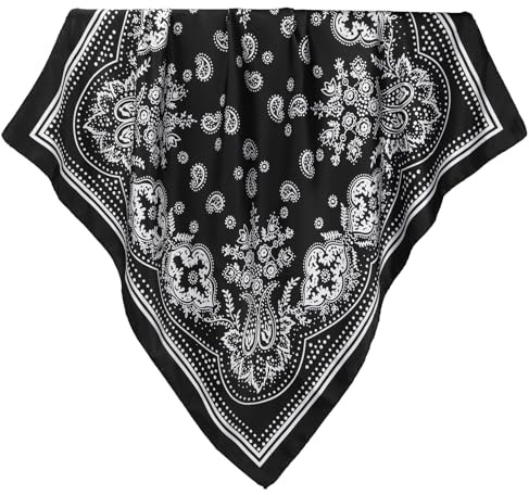 Wkjeneare Seidentuch,Kopftuch Damen Sommer,Satin Tuch Für Haare,Satin-Kopftuch Für Damen,Head Scarf Women,Quadratisch Seidenschal Für Damen,Seidentuch Groß,Seidentuch Damen, Schwarze Schals 1Stk