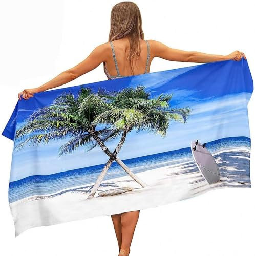 okoikfc 3D Strandtuch 80x160 cm Surfbrett Badetuch Groß Surfbrett Microfaser Handtücher Weich Schnell Trocknen Strandhandtuch Herren Frauen Badetücher, Strandtücher Strandlaken Handtuch A857