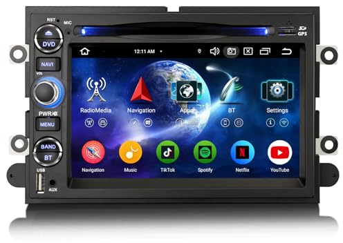 Erisin 8-Kern 4GB+64GB Android 14 GPS Autoradio für Ford Focus F150 F250 F350 Explorer Fusion Mustang Edge Five Hundred Unterstützt IPS Bluetooth 5.0 CarPlay Android Auto DAB+ WiFi 4G RDS OBD2 Canbus