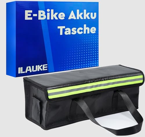 ilauke Feuerfeste Akkutasche füR E-Bike & E-Scooter (41x13cm) – Explosionsgeschützter Lipo Safe Bag mit Wasserdichter Ladefunktion
