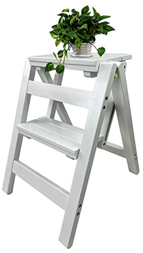 LJPZYOY Escabeau pour Adultes, escabeau en Bois 2 marches, escabeau Pliable avec pédale Large antidérapante, Tabouret échelle pour la Maison, la Cuisine, Le Salon, la bibliothèque, 1 Paquet