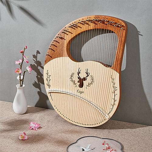 BAMFY Arpa De Lira Cuerdas De Metal De 19, 21, 24 Y 32 Instrumento Musical Principiante Portátil Lyre Harp Con Funda Negra, Llave De Afinación, Cuerdas De Extracción Y Púas(32-String Boxed - Spruce Lo