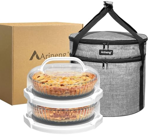 Arineng BPA-freie Kuchen- und Käsekuchenbehälter mit isolierten Taschen und rutschfestem Heizkissen, Thanksgiving-Geschenke, 2 Stück