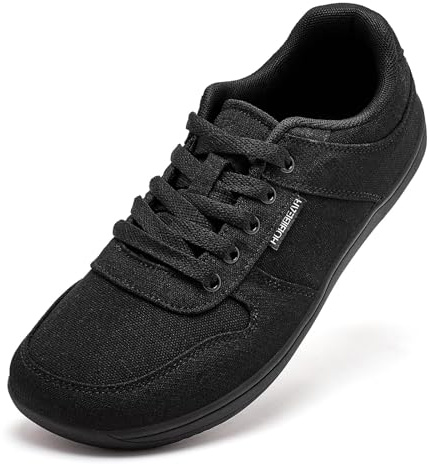 HOBIBEAR Unisex segelduk skor herr breda barfota skor dam mode sneakers klassiska fritidsskor noll drop sula, svart, 46 EU bred