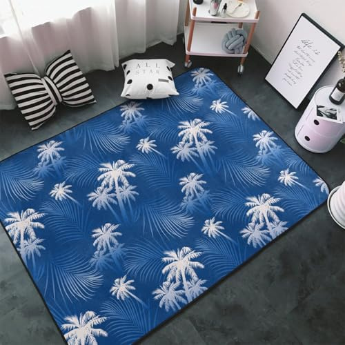 Alfombras para sala de estar, dormitorio, palmera blanca, manta suave, lavable, 7,6 x 12,7 cm, alfombra antideslizante, palma blanca, alfombra de piso interior, decoración de dormitorio, estética