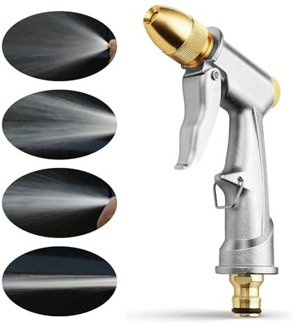 Pistola a Spruzzo da Giardino ad Alta Pressione in Metallo, Pistola Spray ad Alta Pressione, Pistola Irrigazione Giardino, Pistola da Giardino in Metallo, per Lavaggio Auto, Irrigazione di Piante