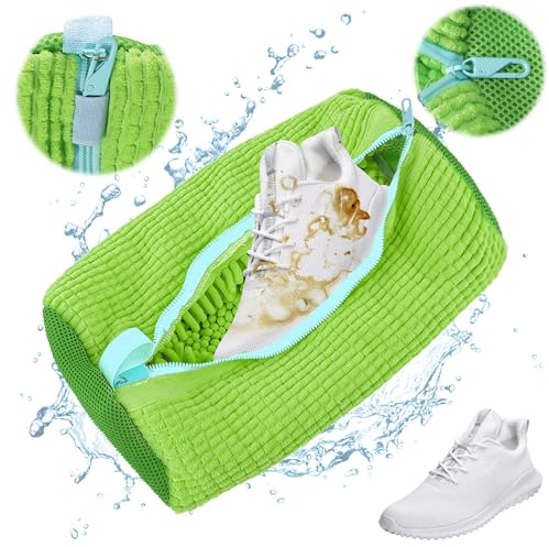 Schuhwaschbeutel Waschmaschine, 1 stück Schuhe Waschbeutel Für Waschmaschine Multi Schutz Schuhsack Schuhbeutel Sneaker Waschbeutel mit Versteckter Reißverschluss, für Alle Schuharten, Grün