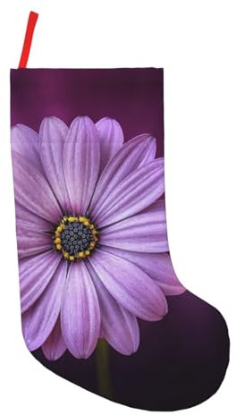 ESNAIUVCD Lila Chrysanthemen-Druck, Weihnachtsstrumpf, Weihnachtsbaumschmuck, Urlaub, Party, Heimdekoration, Schwarz , Short plush