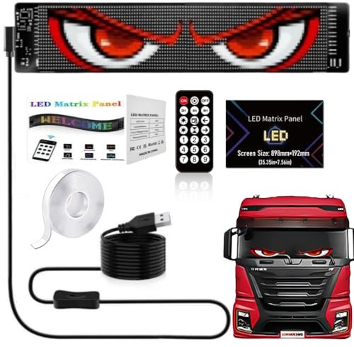 Ctopkatuo LED Augen Für Auto Und Lkw - Flex Schild Anzeige Laufschrift Programmierbar, Weicher Panel Bunte Teufelsaugen Für Autofenster