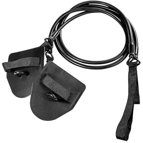 Laroal Entrenador de natación terrestre con paletas de mano, cuerda de resistencia, banda de tracción, banda elástica desmontable para mejorar la fuerza del brazo (negro, 60 libras)