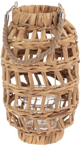 Boston International Water Hyacinth Woven Candle Lantern, Large 14 x 8