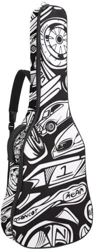 Gitarrentasche, Motiv: coole Schmetterlinge, ästhetisches Muster, gepolsterte Tasche für Akustikgitarre, Rucksack mit verstellbaren Schultergurttaschen, Mehrfarbig 04, 42.9x16.9x4.7 in, Lässiger