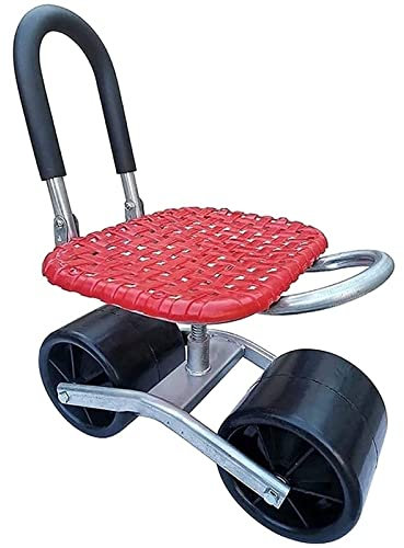 Sedia da lavoro da giardino regolabile in altezza, sgabello girevole per attività all'aperto, girevole a 360 gradi e sedile da giardinaggio con ruote