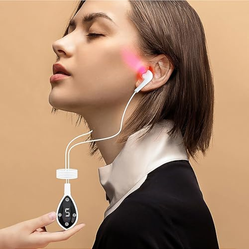 Infrarot OhrstöPsel für Tinnitus – Rotlichtlampe 650 nm Tinnitus Earplugs mit 5 einstellbaren Modi, Rotlicht Therapie Tinniplug Kopfhörer Gegen Tinnitus für Ohren (A-Tasten)