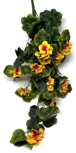 AFS 80cm Artificial Trailing Geranium - Colour Choice - Hanging Basket Wedding Flower Decorations (Yellow)