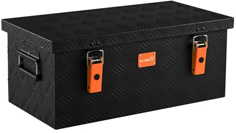 alubox Werkzeugkiste Riffelblech ABX-RL45B Aluminium 1,5mm Werkzeugkiste leicht und robust 45 Liter - schwarz lackiert