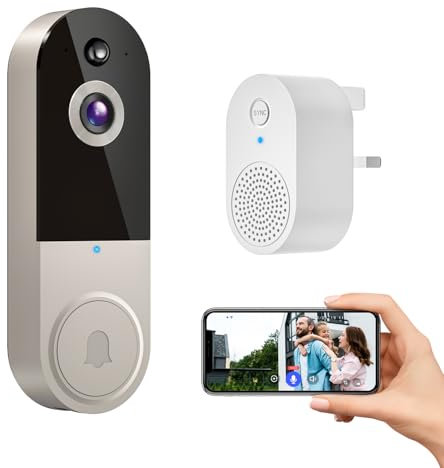 BoldHero 1080p Smart Video Doorbell Camera Wireless, AI Human Detection and Instant Alerts, 2-Way Talk, Night Vision, Cloud Storage, Battery Powered, 2.4G Wi-Fi (Linen)
