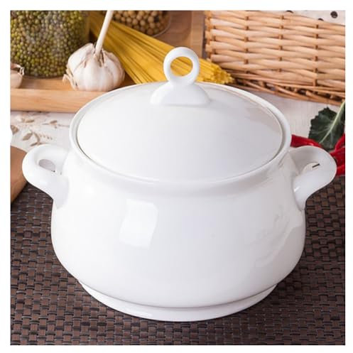 Ceramic Soup Tureen with Lid, 2.5L Large Capacity Porcelain Serving Bowl for Home Parties and Family Dining, Microwave and Oven Safe, Ideal for Serving Soups and Stews