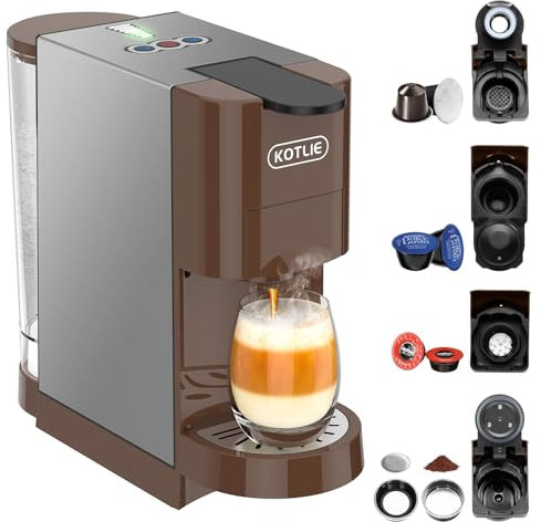 KOTLIE 5 in 1 Coffee Machine for Nespresso Original/Dolce Gusto/Lavazza Mio/L’OR/Ground Capsule and ESE Coffee Pods,19Bar multi-Capsule Coffee Machine AC-513HF