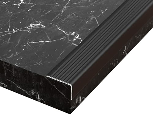 3 Piezas Perfil de Borde de Escalera Aluminio, 90 cm Tiras de Ajuste de Borde En L Forma, para Uso en Interiores y Exteriores, Antideslizante e Impermeable(Zwart,W 3 x H 2cm)