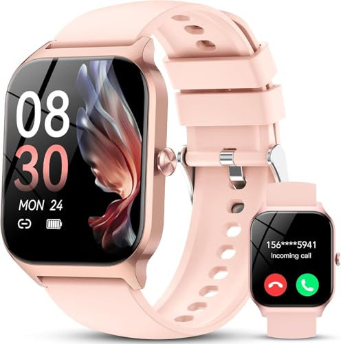 Smart Watch for Women Men (Answer/Make Calls), 1.95 Curved Screen Fitness Watch, 110+ Sports Modes, 24H Heart Rate Sleep Monitor Smartwatch, IP68 Waterproof Sports Watch for iOS/Android, Pink