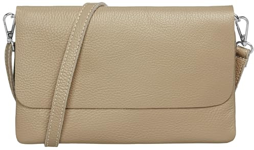 Caspar Elegante Leder Clutch Damen Umhängetasche Abendtasche mit verstellbarem Schultergurt - CLASSIC LINE - Modell No.835 - Made in Italy