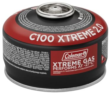 Coleman C100 Xtreme Gas Cartridge | Works down to -27°C | Self-Sealing Cartridge for all Gas Stoves | With Safety Valve | Compact Resealable Canister | Ideal for Backpacking & Camping