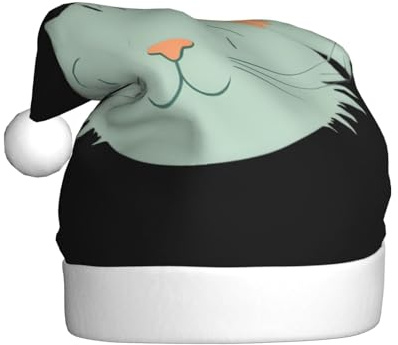EVSvcxz Cartoon Katze Kopf Druck Unisex Weihnachten Party Hut Neuheit Xmas Santa Cap für Erwachsene Plüsch Wintermütze