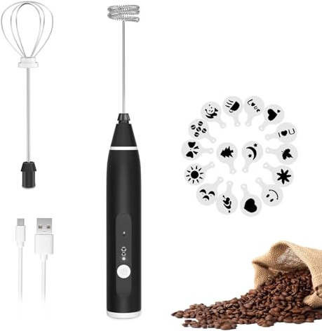 FITNATE Varilla de espumador de leche eléctrico, USB electric Milk Coffee Frother