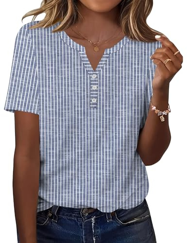 Kistore Ladies V Neck Tops Summer Casual Short Sleeve T Shirts for Women | Short Sleeve Tops for Women UK,Women's Fashion,Womens Tops Dressy Casual,Lightweight Flowy