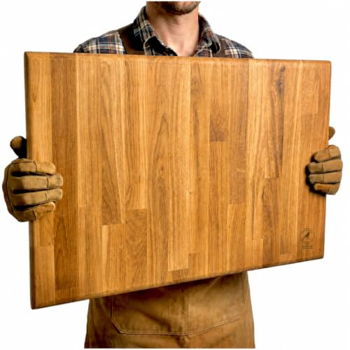 XL Solid Oak Chopping Board 62x42cm with Slip-Resistant Feet