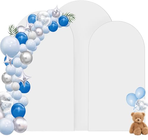 bechoanigel 3 pezzi Cubierta de Arco de Boda,1.8M/2M/2.2M Cubierta de Soporte de Arco de Boda,Cubierta Elástica de Poliéster para Arco de Boda Fiesta Cumpleaños Ceremonia (Blanco)