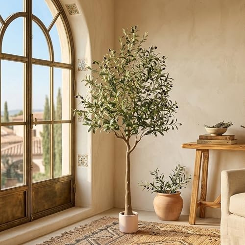 Well Home Planta Artificial Decorativa Grande Realista para Interiores: Olivo Artificial de 160cm