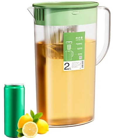 Water Infuser Pitcher - 2L Water Pitcher With Lid And Fruit Infuser | Beverage Serveware | 19x10x26cm PP Material, Cold Waters Pitchers, Drink Dispenser For Iced Tea, Fruit Infused Waters And Juice, F