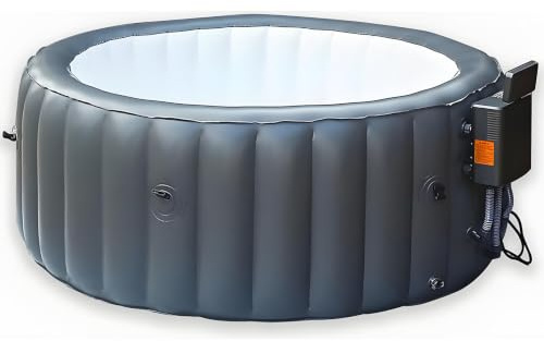 Piscina Gonfiabile Idromassaggio da Esterno, Gonfiaggio One-Touch | Diametro 196 cm, Regolazione Intelligente Temperatura, Massaggio Bolle a 3 Livelli, Luce Ambientale Sfumata a 6 Colori