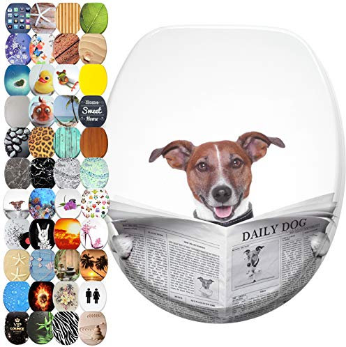 Sanilo WC Sitz mit Absenkautomatik, viele schöne Toilettendeckel zur Auswahl, hochwertige und stabile Qualität aus Holz (Newspaper)