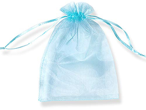 YFZYT Organza Taschen Net Garn Schmuckbeutel mit Vielfältig Farben Hochzeit Süßigkeiten Säckchen Geeignet für Männer und Frauen, 100 Stück, 9 X 12 cm, Hellblau
