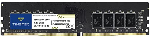 Timetec 16GB DDR4 2666MHz PC4-21300 Icke-ECC obuffrad 1.2V CL19 2Rx8 Dual Rank 288 Pin UDIMM Desktop RAM-modul uppgradering