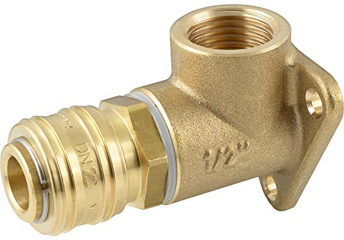 Fittingteile - Wanddose Druckluftverteiler Druckluftkupplung 1-fach Messing bis 35 bar (Ausführung: WD4 - Gewindegröße: G 1/2)