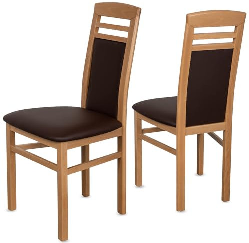 Staboos CH44 Esszimmerstuhle 4er Set Holz Stuhl bis 150 kg - Fertig montiert - Küchenstuhl gepolstert mit Ruckenlehne - massiv Holz Buche (Natur - Braun)