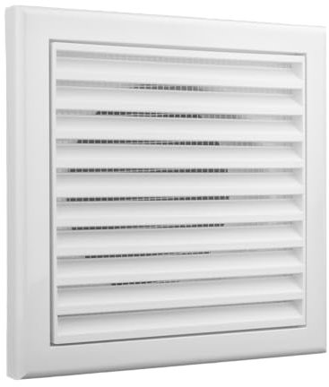 Vents 4 inch - 100 mm Square White Louvered Wall Ventilation Grille with Mesh for Extractor Loft Fan Bathroom Pipe Cover for Wall Ceiling Bedroom Living Room – Duct Extractor Grill