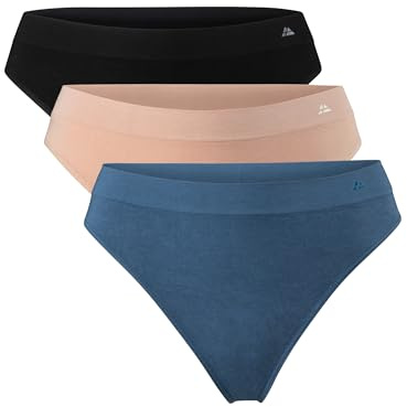 DANISH ENDURANCE Women's Seamless Bamboo Thongs Panties, Super Soft Breathable Comfortable Underwear, 3 Pack