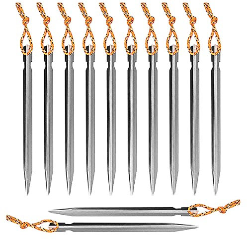 Zeltheringe,Erdhaken Metall,Heringe Erdnägel Stabil,12 Stück Hering, Heringe Erdnägel,18CM Metall Heringe Erdnägel für Zelt Vorzelt, Aluminium Zeltheringe Stahl für Harte Böden