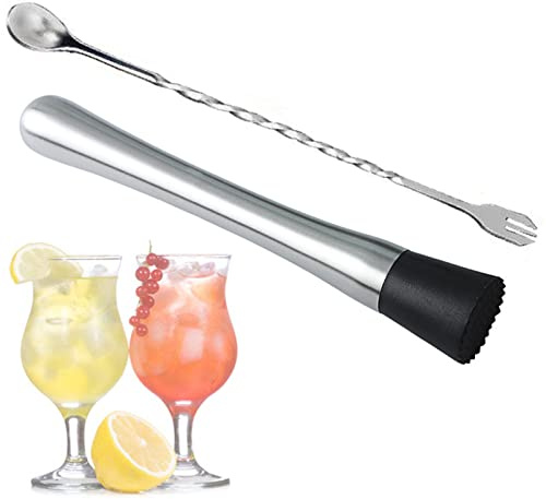 Ashuxxn Cocktail Stößel & Mixer-Set aus Edelstahl & Nylon - 2 Stück - Silber - Barwerkzeug - Bar & Cocktail Accessories - 3312051, 10363131