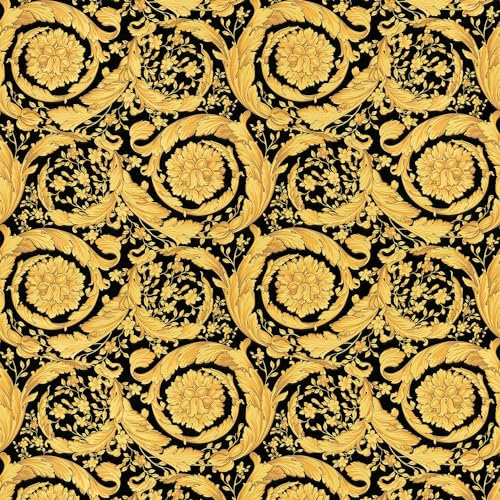Profhome Papier peint Baroque 935834-GU papier peint intissé (TNT) or noir 0,70 m x 10,05 m / 7,035 m2