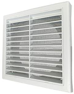 GEFONG Plastic Louvred Wall Grille 6 inch 150mm with Anti-Insect Mesh for Ceiling Extractor Fan Bathroom Air Vent Cover for Tumble Dryer Ventilation Cooker Hood Ducting White 1 Pcs